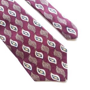 VTG Conte di Milano Mens Extra Long 63" Silk Necktie Burgundy Red Geometric USA